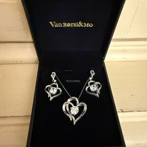 Silver Heart Jewelry Set